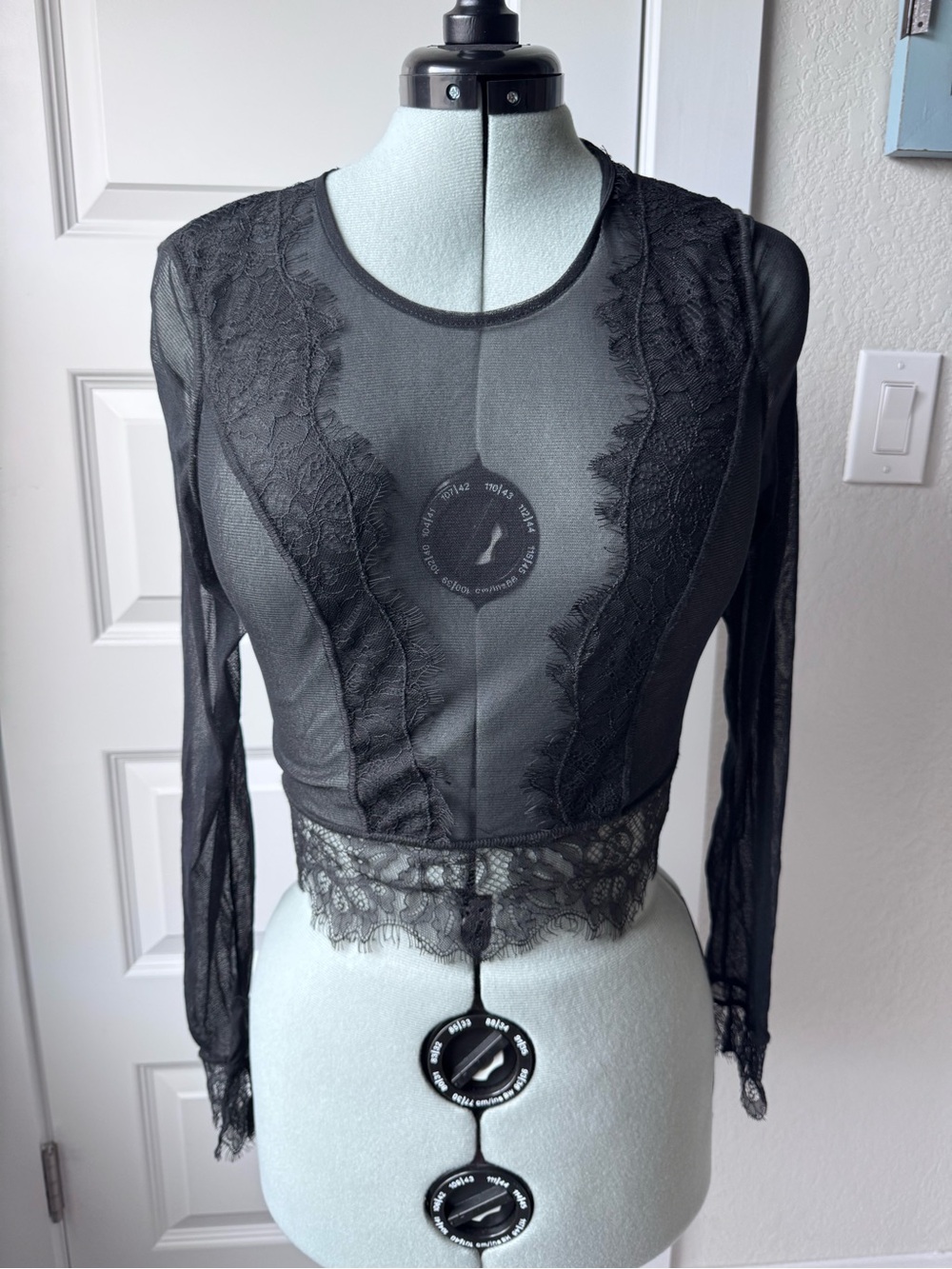 Free People Black Sheer Lace Crop Top